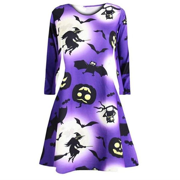 

casual dresses hillsionly plus size fashion autumn dress women long sleeve pumpkins skull halloween evening prom costume swing for, Black;gray