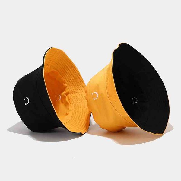 

fashion double sided women bucket hat candy color smile face sun ladies outdoor travel beach caps fishermen hats hip hop, Blue;gray