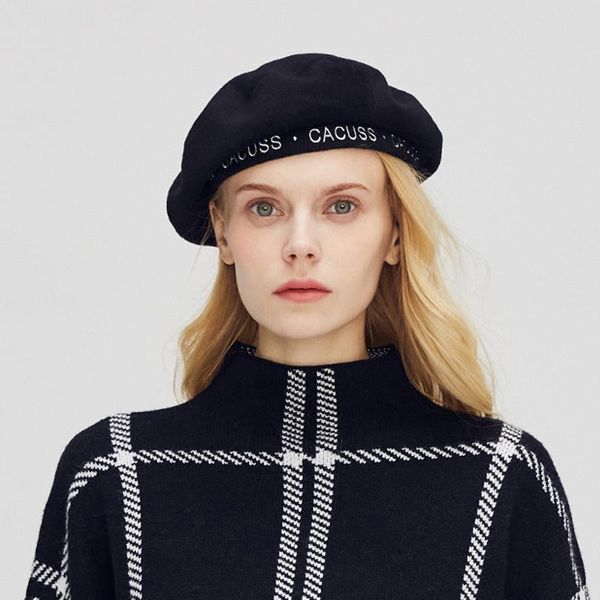 

berets women's beret french artist warm wool winter beanie hat cap vintage plain hats solid color elegant lady caps, Blue;gray