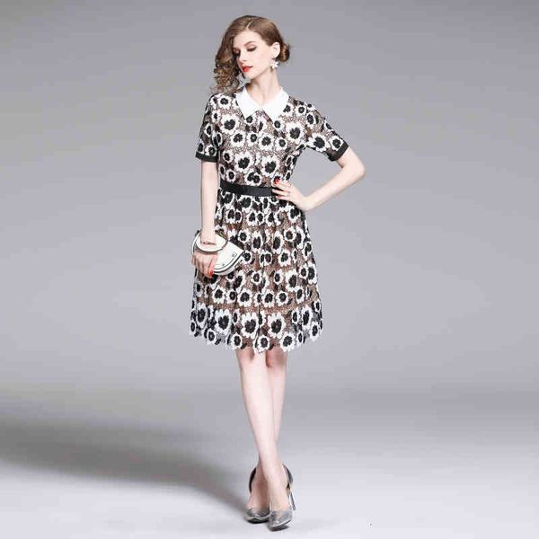 

dress fashion show for women summer black and white embroidery soluble in hollow water out short dressed midi dresses nuqb, Black;gray