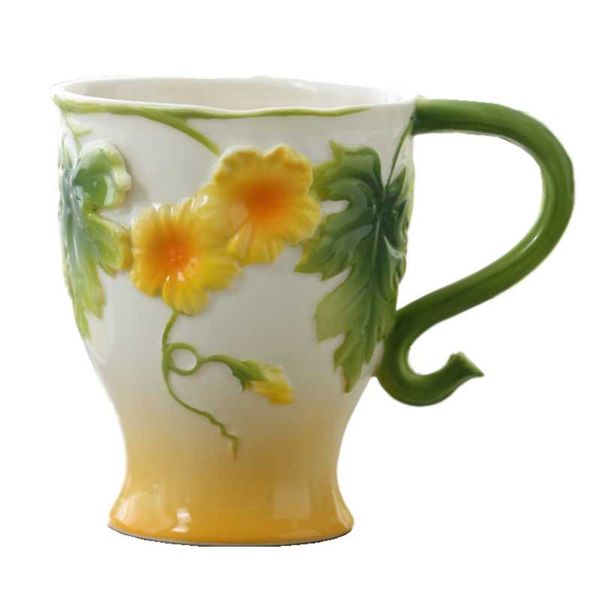 

mugs enamel flower coffee procelain tea water cups creative drinkware