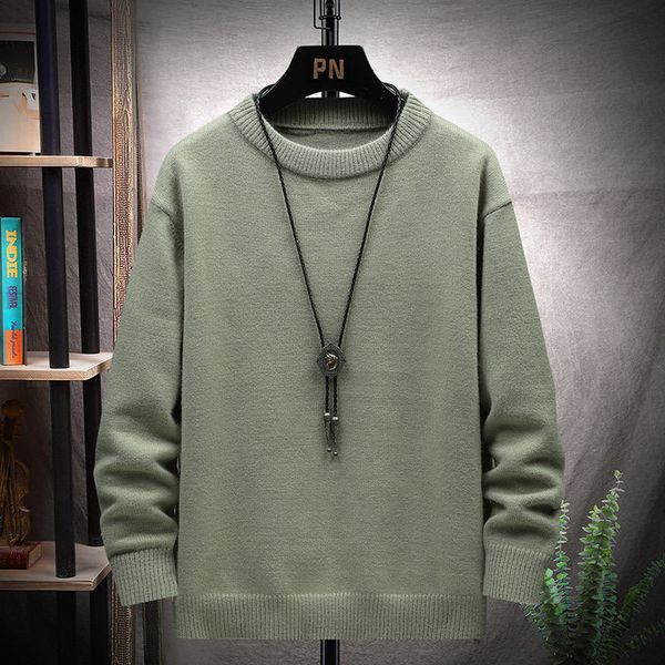 

men's hoodie sweaters basic solid color round neck sweater mens trend young people all-match base knitted sweater autumn and winter new, Black;brown