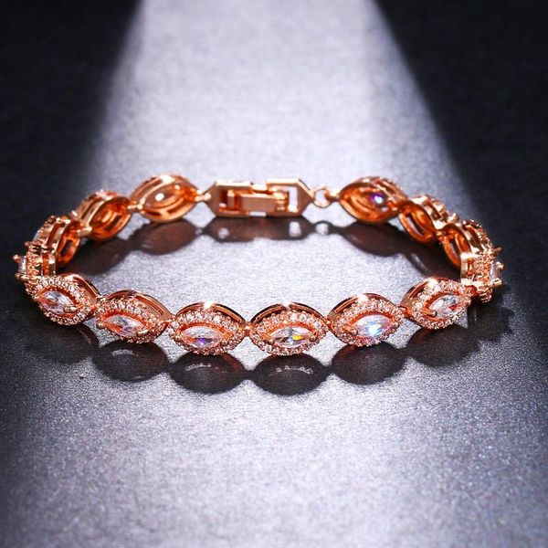 

link, chain ekopdee fashion oval exquisite zircon crystal bracelet for women cubic zirconia tennis bracelets female jewelry, Black
