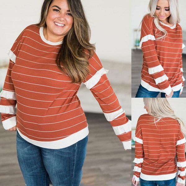 

women long sleeve fashion striped ladies cotton pullover shirts blouse plus size l-5xl women's blouses, White
