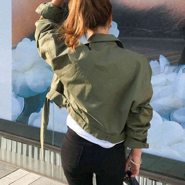 

jackets fashion sashes women jacket turn-down collar zipper up female outwear autumn long sleeve oversized outerwear 5v0i, Black;brown