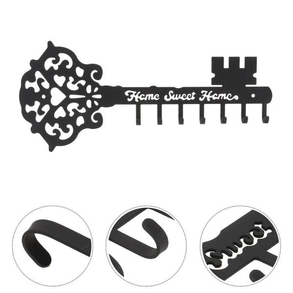 

hooks & rails 1pc key shaped wall hook creative clothes sundries hanger home decor black