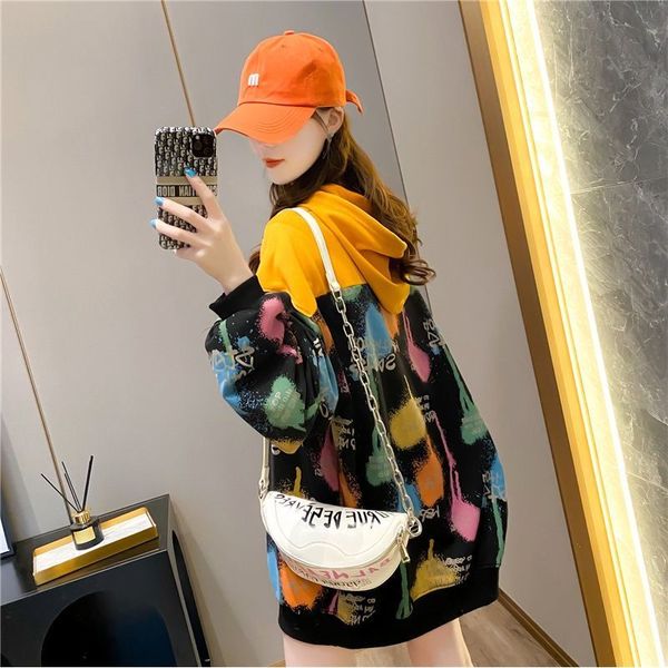 

women's hoodies & sweatshirts female baggy collection with hood, long and thin coat foreign style, spring autumn, large size, 100.00kg,, Black