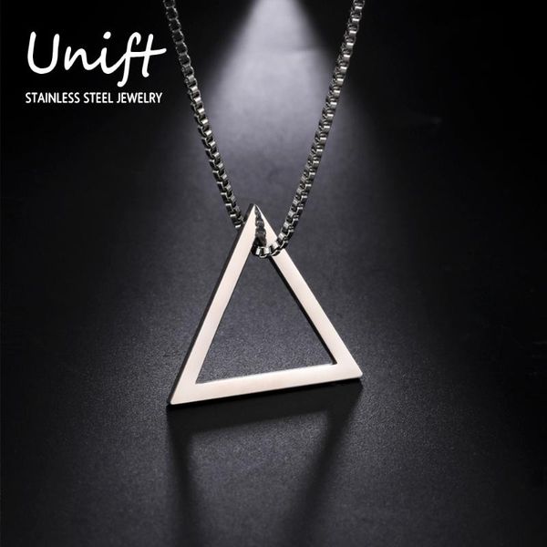 

pendant necklaces unift minimalist geometric necklace for men stainless steel triangle rhombus choker hip punk jewelry party birthday gi, Silver