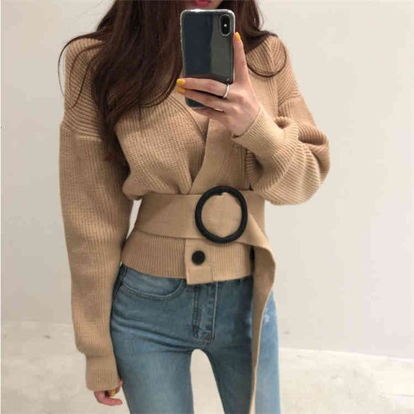 

women's sweaters female sweater thin for fall, retr o temperament with a v-neck, short and loose fall buttons, autumn, 85rj, White;black