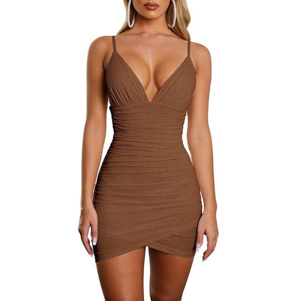 

womens dress deep v neck cocktail bodycon mini ladies summer casual pleated skinny party dresses, Black;gray