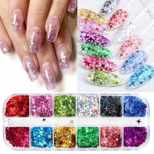 

sparkling nail sequins decorative art diy holographic star uv gel decoration supplies decorations1, Silver;gold
