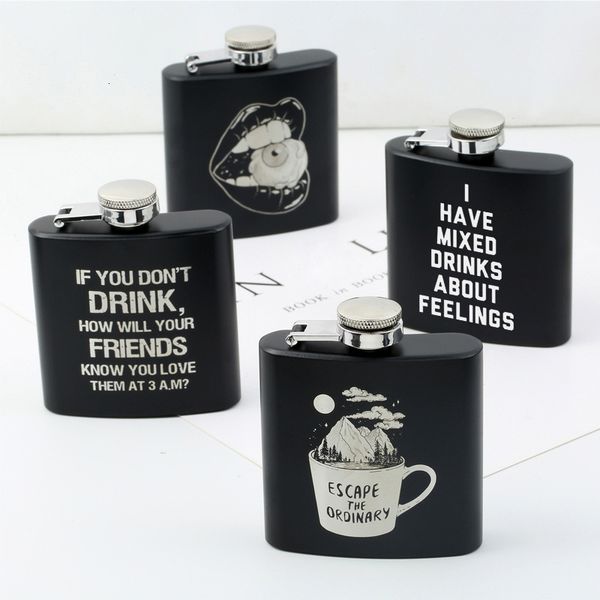 

flask flagon 3oz oz matte black stainless steel wine pot mini portable outdoor