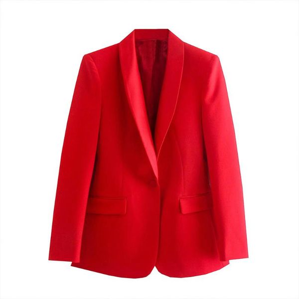 Kadın takım elbise blazers diyig kadın 2021 sonbahar giyim zarif rahat slim fit tüm maç resmi kırmızı takım elbise ceket