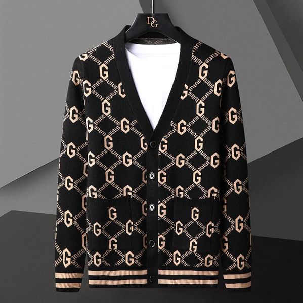 

european and american spring and autumn plaid cardigan sweater men's thin casual coat knitwear boys' coat trend autumn coat, White;black
