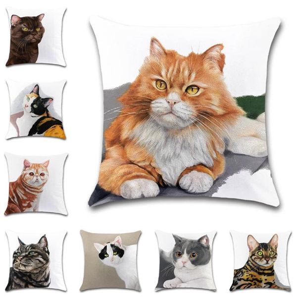 

cushion/decorative pillow cute cat animal pattern printed white polyester cushion cover decorative home sofa seat friend kids girl bedroom g