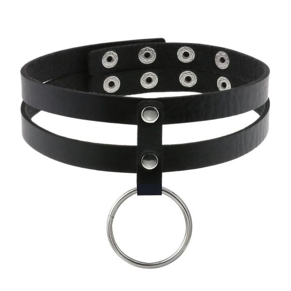 

chokers gothic choker punk black leather necklace collar for girl goth chocker neck cosplay jewelry egirl accessories, Golden;silver