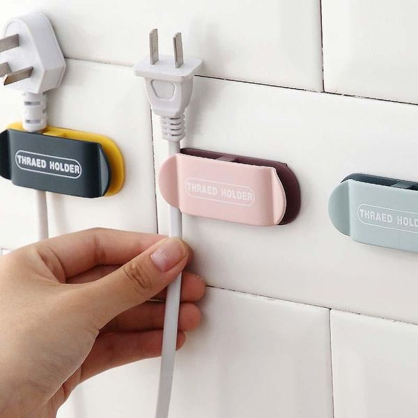 

hooks & rails punch-wire holder clip adhesive plastic wall hanging plug hook seamless card slot winder creative cable organizer