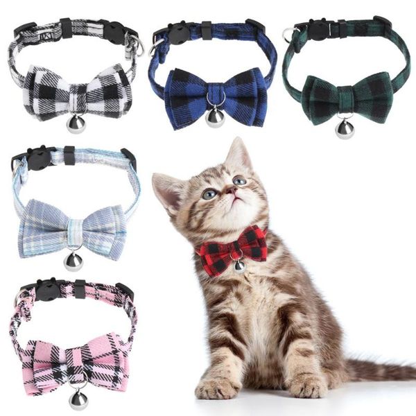 

cat collars & leads collier kittens grid collar bow buckle kitten puppy cats pet supplies