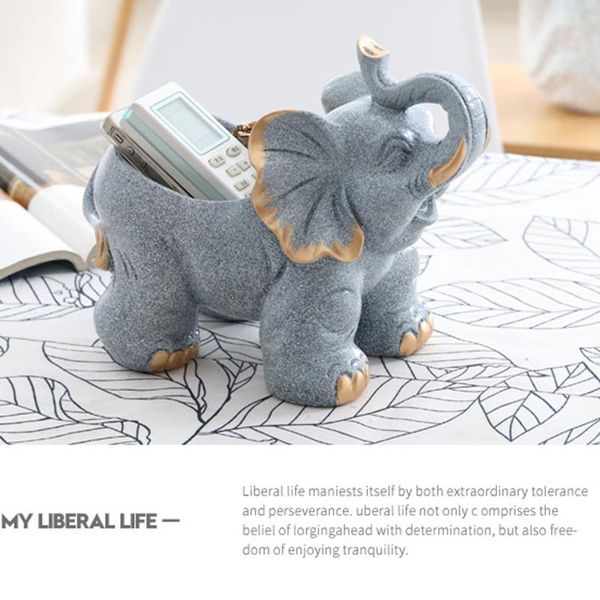 

exquisite cute resin elephant key pen holder storage box desk organizer accessories l9 decorative objects & figurines