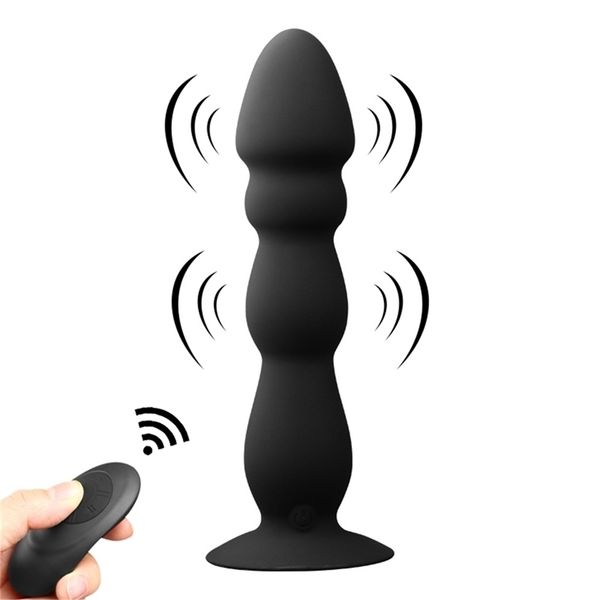 Telecomando senza fili Plug anale Bead Dildo Vibratore Ventosa Butt Plug Massaggiatore prostatico maschile Vibratore Giocattoli del sesso 210720