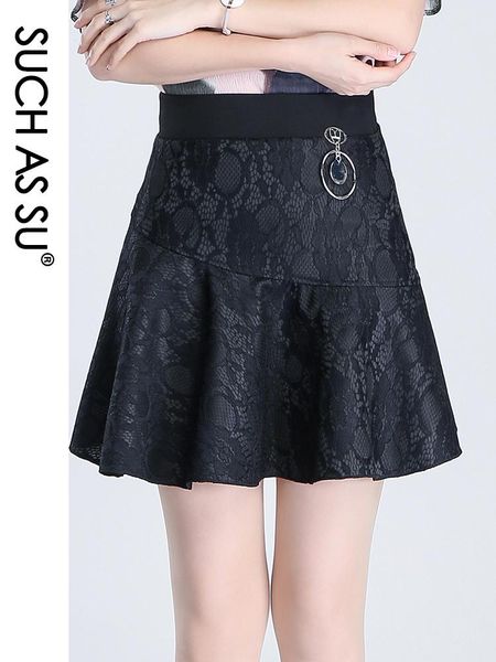 

skirts such as su 2021 women black high waist lace skirt spring summer pleated s-3xl size female mini ball gown
