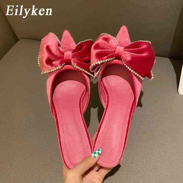 

slippers eilyken fashion women thin low heels black blue pointed toe big bow design slip on summer beach shoes elegant mules220308