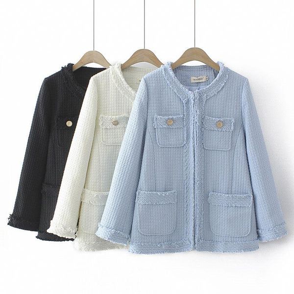 

women's jackets multi-pocket jacket women autumn 2021 retro loose casual wild gentle temperament large size short cardigan coat solid m, Black;brown