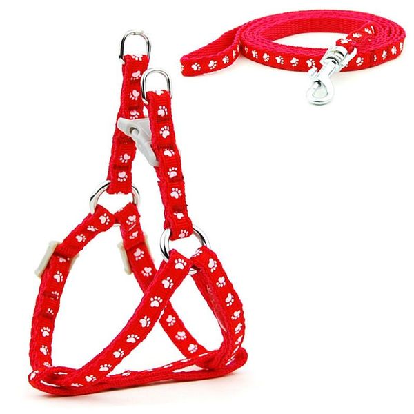 

dog collars & leashes pet supplies harness leash set bundled polyester traction rope footprints printing harnesses
