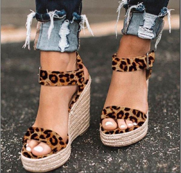 

women shoes platform sandals peep toe high wedges heel ankle buckles sandalia espadrilles female 2021 dress, Black