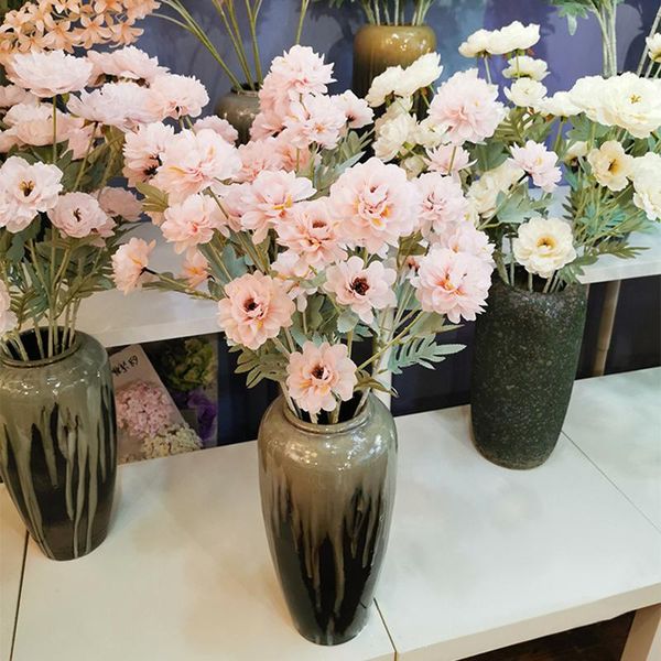 

decorative flowers & wreaths 1pc 6 heads dahlia artificial flower home wedding party decoration road guide plant diy arrangement material
