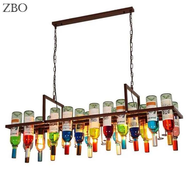 

vintage pendant lamp wine bottle iron e27 led bar decorative lamps for restaurant cafe public house retro indoor lighting