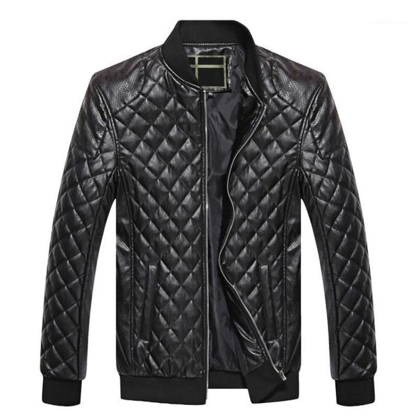 

men's fur & faux pu leather jacket stand collar parkas men thick warm clothing motorcycle coats spring male coat 4xl, Black
