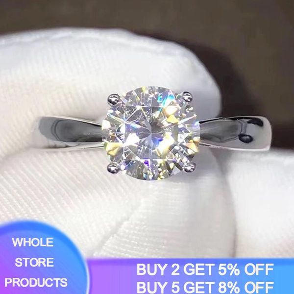 

cluster rings with certificate 2 18k white gold engagement for women original silver 925 jewelry wedding bands bride accessories, Golden;silver