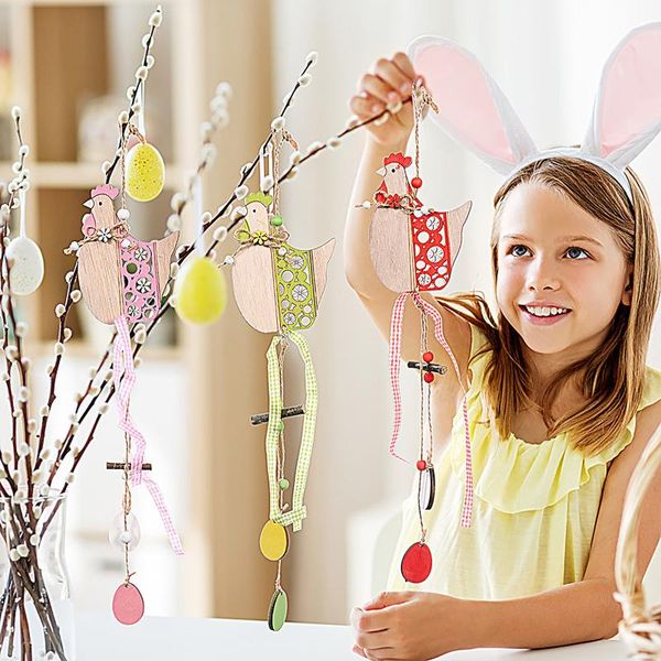 

decorative objects & figurines 3pc creativity easter decoration supplies rooster wooden pendant holiday hangings set off the festival atmosp