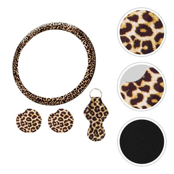 

set/4pcs car steering wheel cover grip keychain kit covers