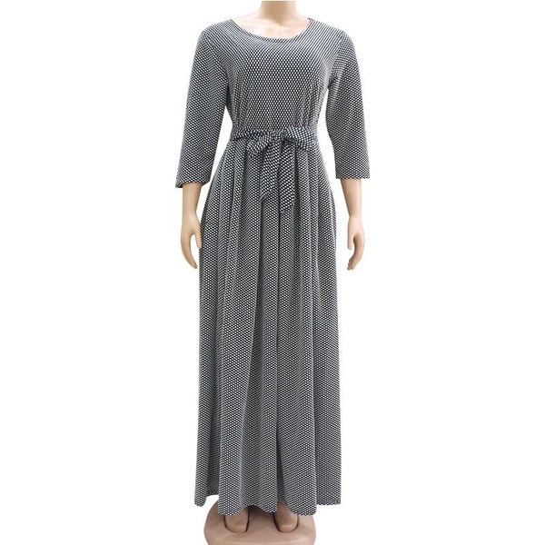 

ethnic clothing elegant african long maxi dress 2021 stripe print elastic waist round collar sleeve women casual dashiki plus size, Red
