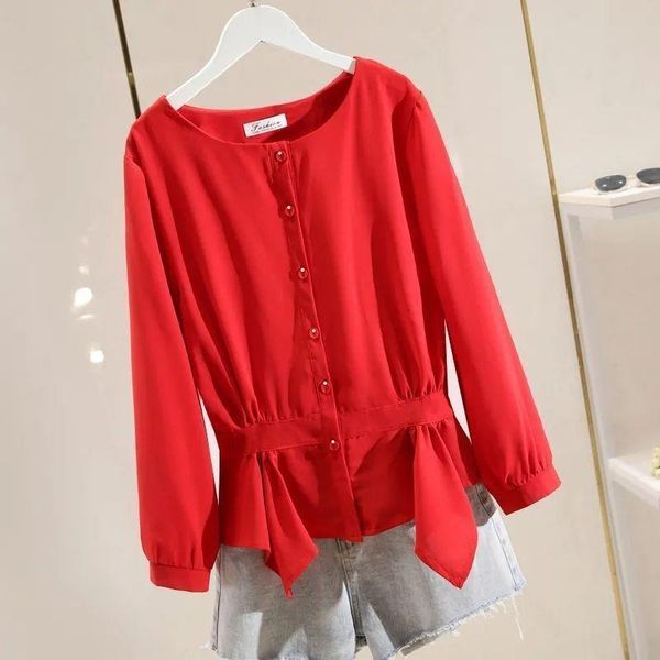 

women's blouses & shirts women blouse spring and autumn nine-quarter sleeve skirt chiffon shirt long blusas mujer de moda, White