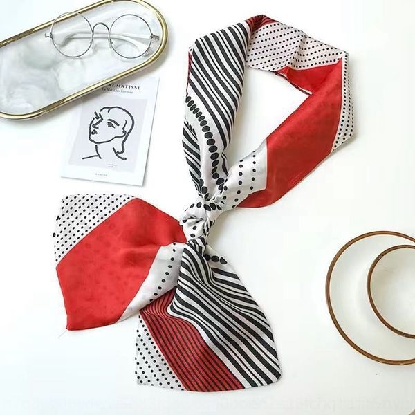 

gsnf cravat star fashion temperament printed atin ties chiffon women's versatiletie star fashion temperament scarfprinted atin chiffon, Black;gray
