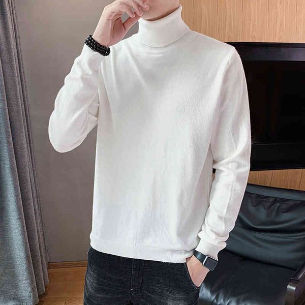 

men's sweaters turtleneck for solid color elastic pull spring high collar pullover knitting jumper soft warm clothing 4xl 5xl wq85, White;black
