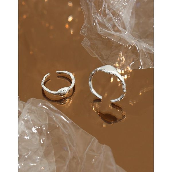 

cluster rings real 925 sterling silver geometric glossy joint for women jewelry 2021, simple adjustable finger ring woman birthday gifts, Golden;silver