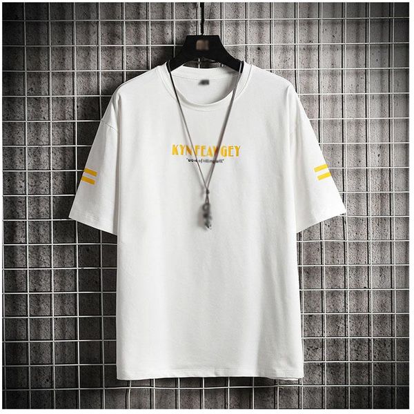 

summer youth skin friendly men's t-shirt cotton fashion street round leading trend short sleeve t-shirts, White;black