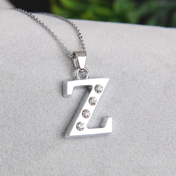 

pendant necklaces fashion letter z crystal dangle charm necklace initials jewelry silver color for women men gifts