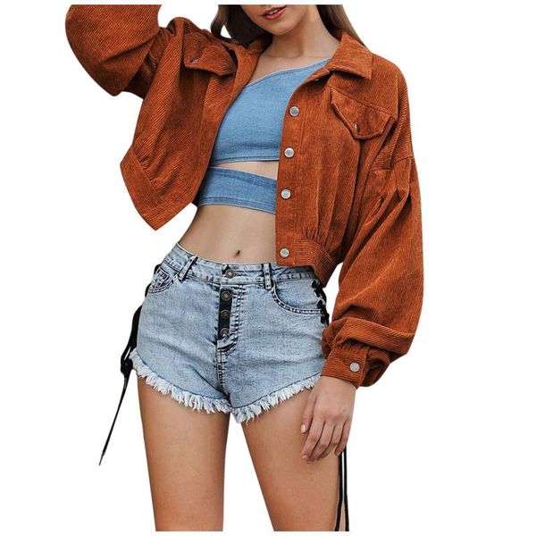 

women's jacket solid warm o-neck pocket button coat winter short clothes outerwear manteau harajuku women down & parkas, Black