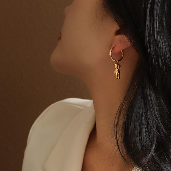 

hoop & huggie bridal jewelry for couple korean style women face body earrings birthdays gift fashion gold color stainless steel ear cuffs, Golden;silver