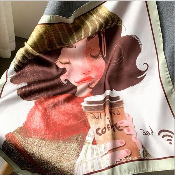 

scarves summer woman fashion 53cmx53cm small square scarf headscarf decorative hand-painted printed professional gift, Blue;gray
