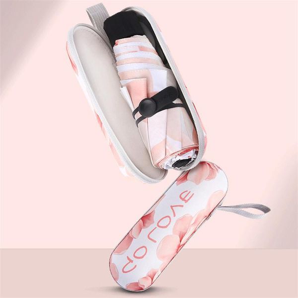 

umbrellas mini pocket umbrella automatic folding rain women pink flowers parasol windproof uv protection female