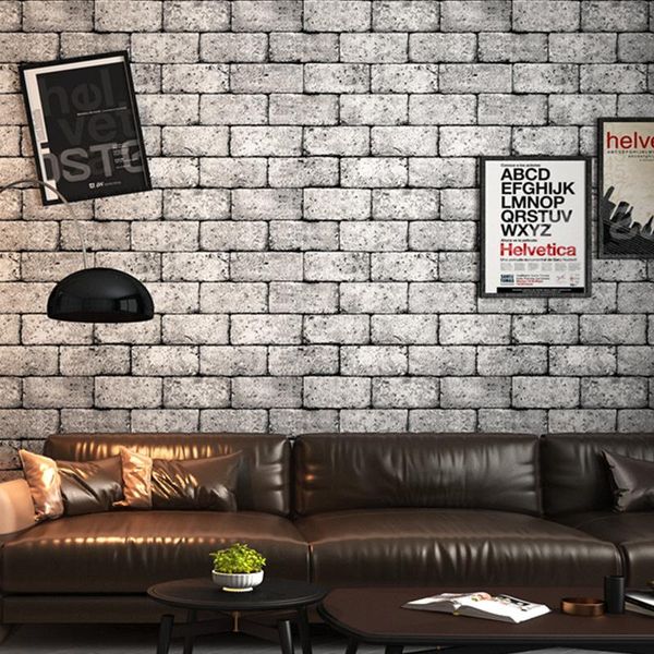 

wallpapers vintgae 3d grey brick wallpaper waterproof wall paper roll for shop bar background walls contact carta da parati