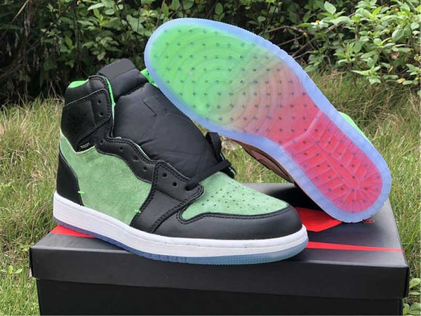 

1 high og wmns tie-dye men basketball shoes 1s rage green purple women sports trainer with boxwdio