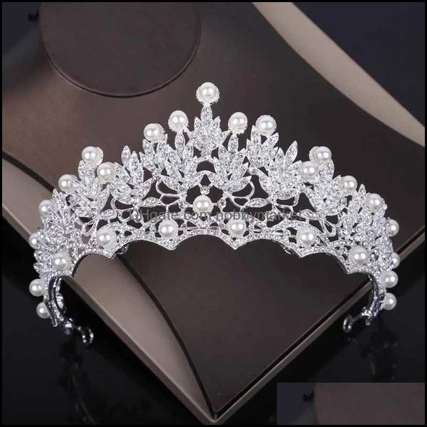 Orecchini Collana Set di gioielli Crystal Pearl Costume Strass Statement Fashion Crown Diademi Set Women Wedding Drop Delivery 2021 2Smr1