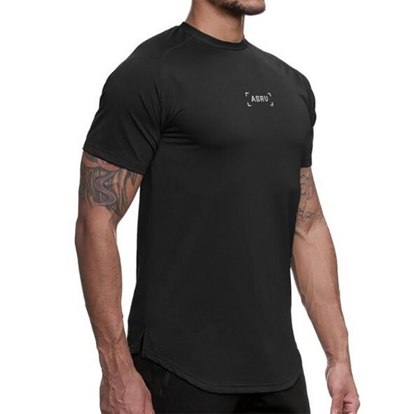 New Bodybuilding Vestuário O Pescoço Manga Curta Homens Camiseta Homens Moda Europeu Tshirts Casual para T-shirt masculino Tops 210324